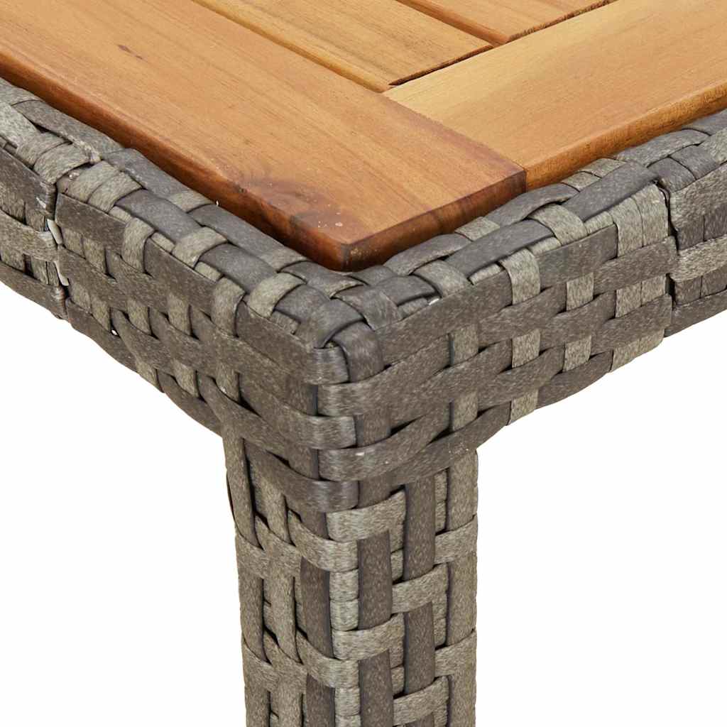 havebord 190x90x75 cm polyrattan og akacietræ grå