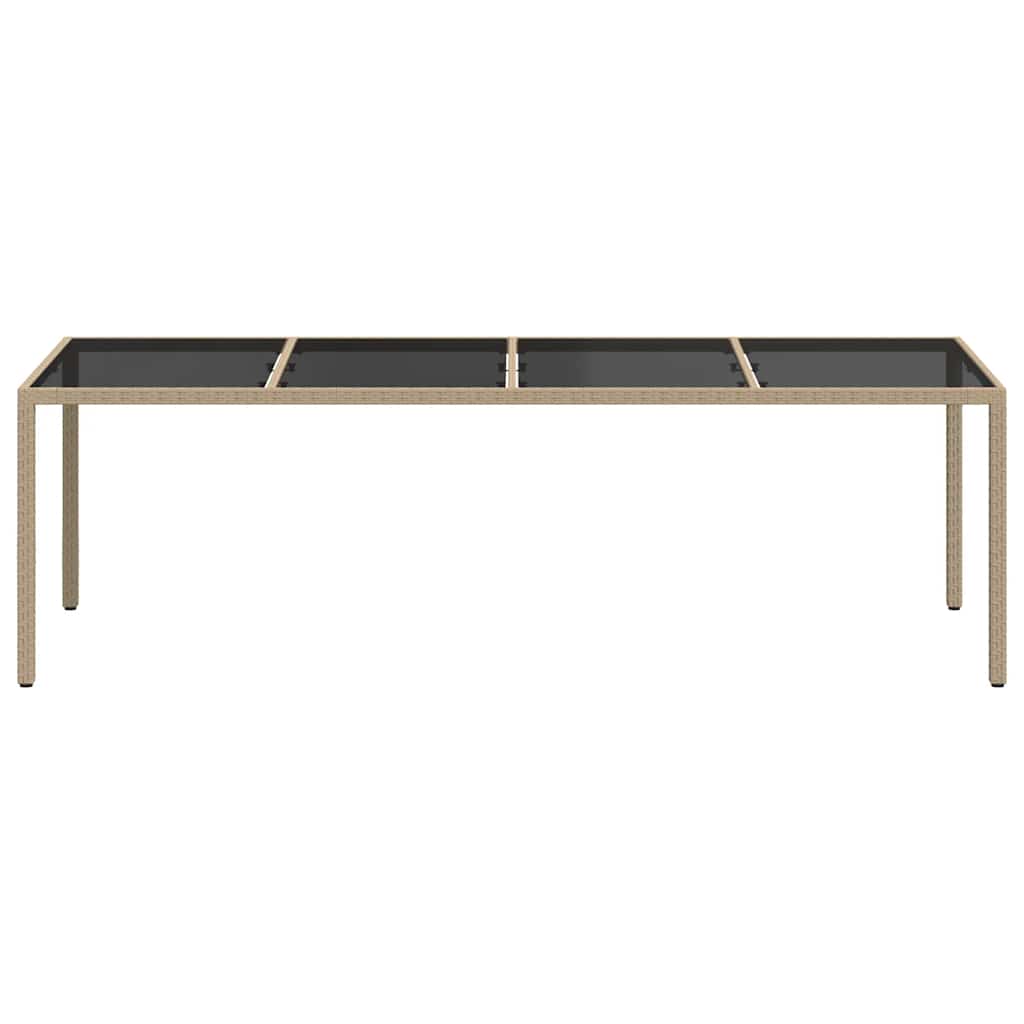 havebord 250x100x75 cm hærdet glas og polyrattan beige