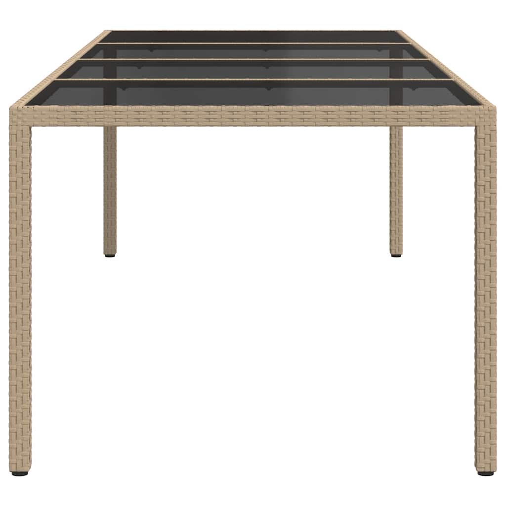 havebord 250x100x75 cm hærdet glas og polyrattan beige