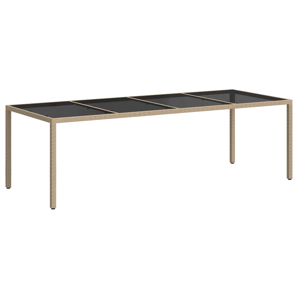 havebord 250x100x75 cm hærdet glas og polyrattan beige