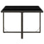 havebord 109x107x74 cm polyrattan og glas sort