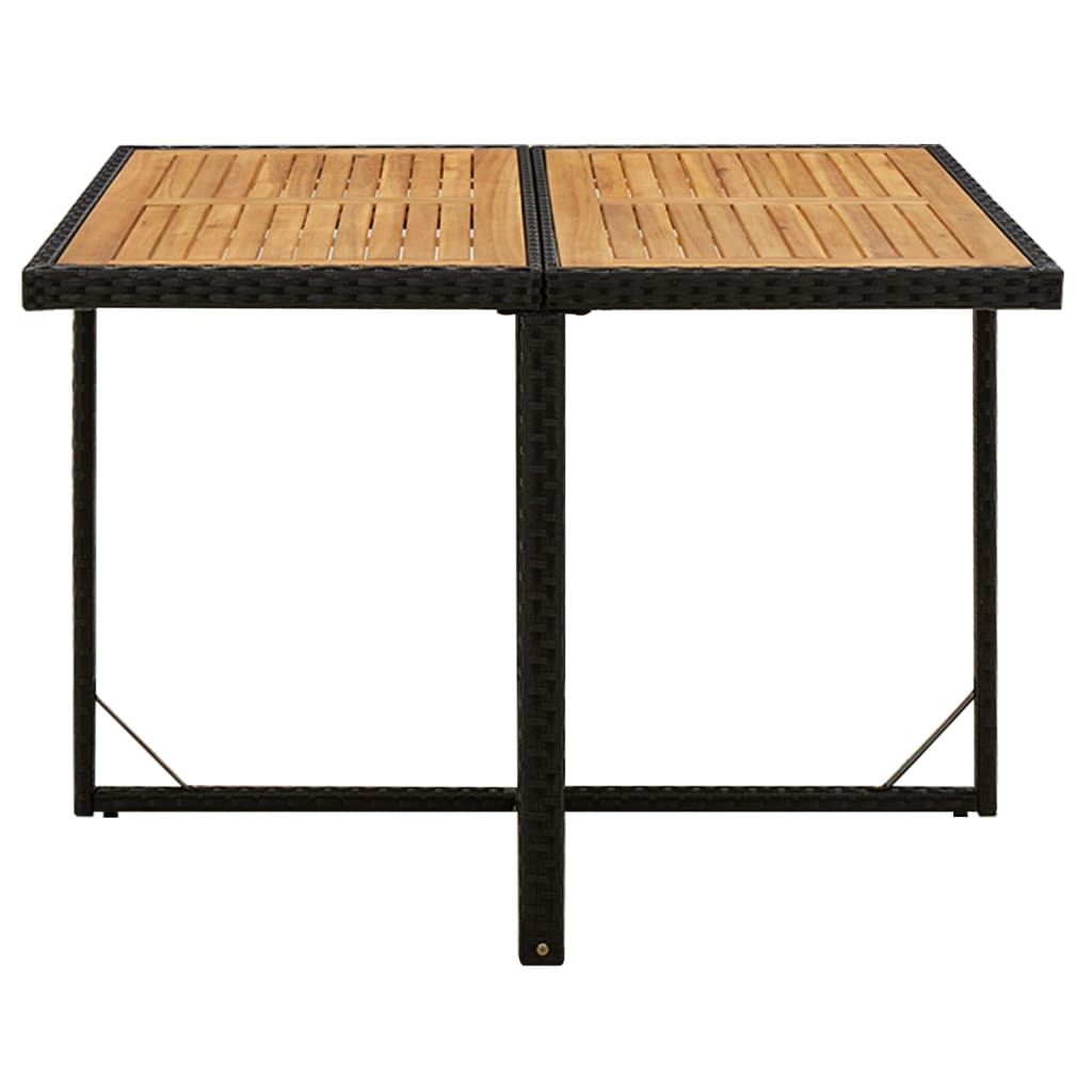 havebord 109x107x74 cm polyrattan og massivt akacietræ sort