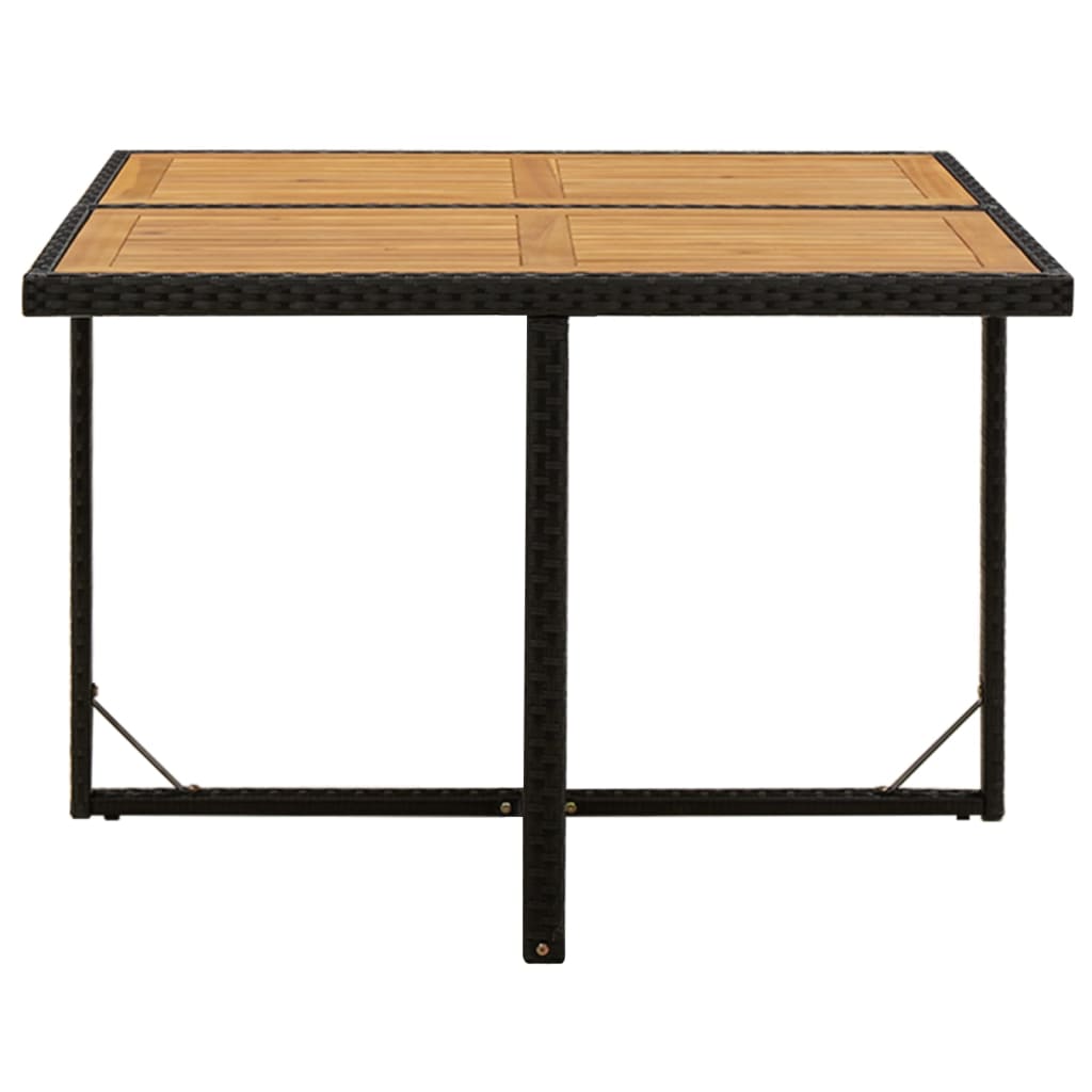 havebord 109x107x74 cm polyrattan og massivt akacietræ sort