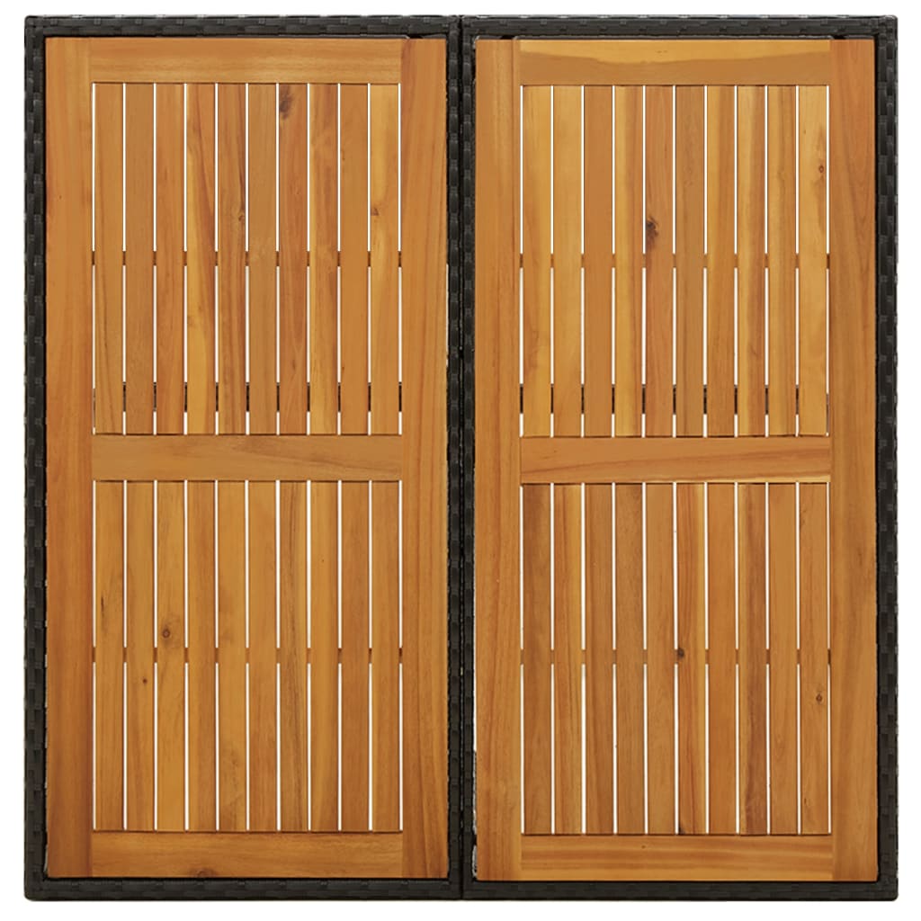 havebord 109x107x74 cm polyrattan og massivt akacietræ sort