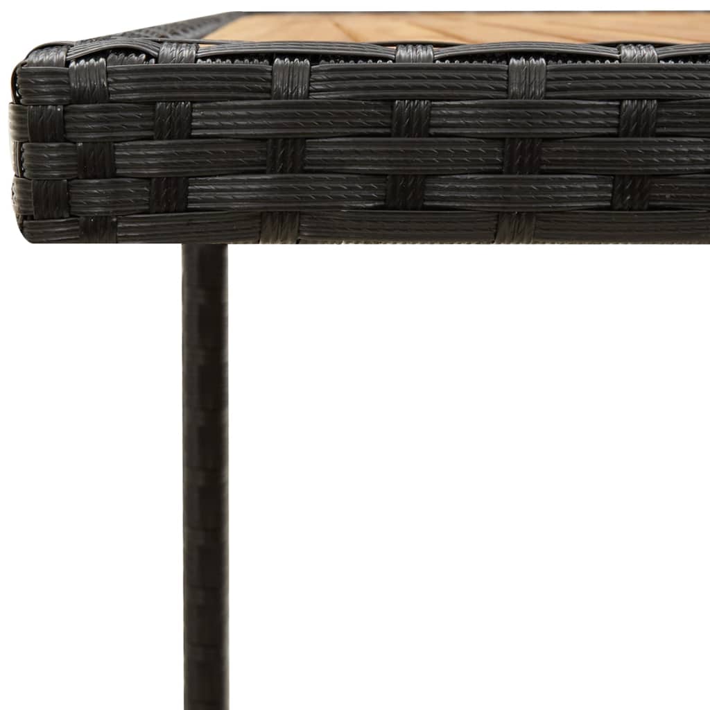havebord 109x107x74 cm polyrattan og massivt akacietræ sort