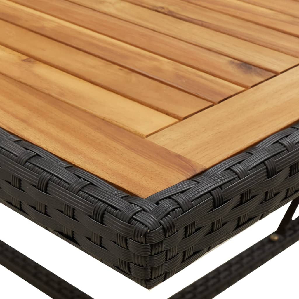 havebord 109x107x74 cm polyrattan og massivt akacietræ sort