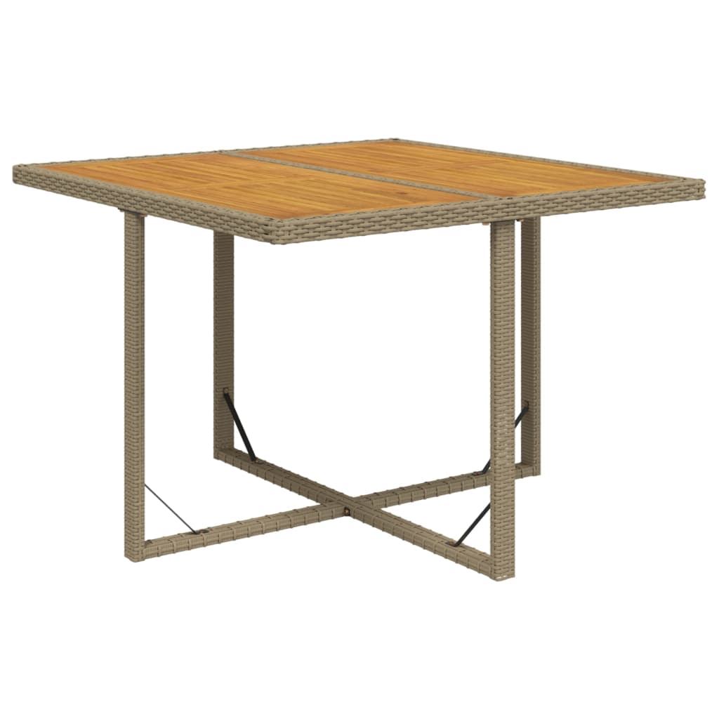 havebord 109x107x74 cm polyrattan og massivt akacietræ beige