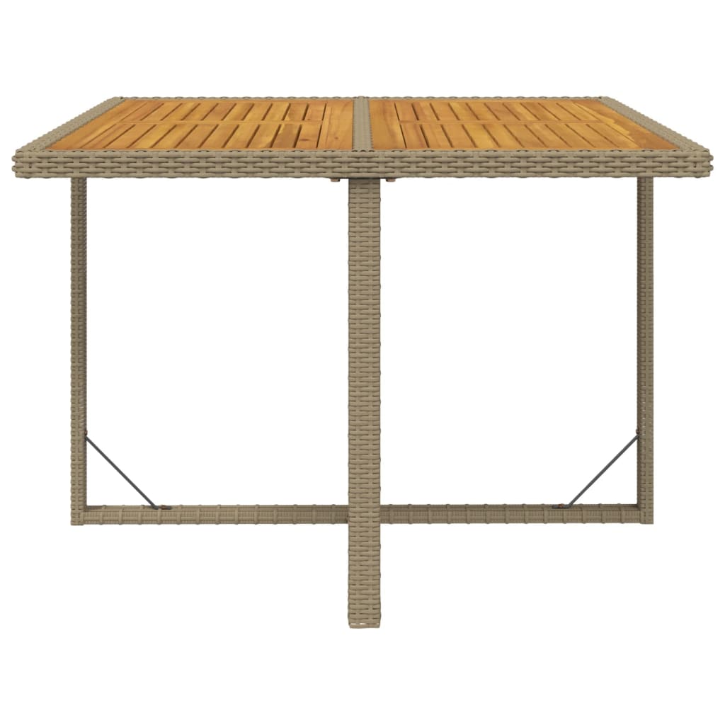 havebord 109x107x74 cm polyrattan og massivt akacietræ beige