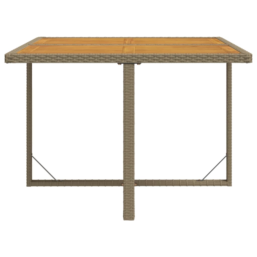 havebord 109x107x74 cm polyrattan og massivt akacietræ beige
