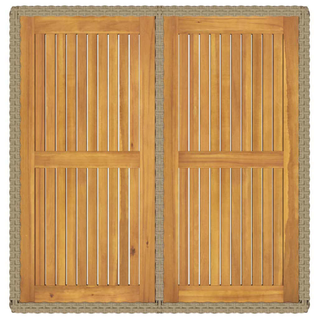 havebord 109x107x74 cm polyrattan og massivt akacietræ beige