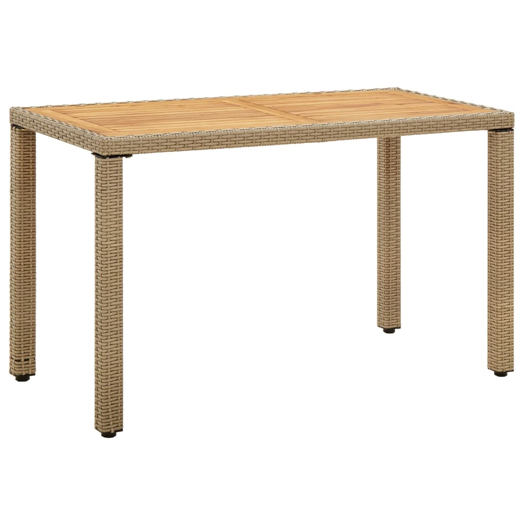 havebord 123x60x74 cm polyrattan og massivt akacietræ beige
