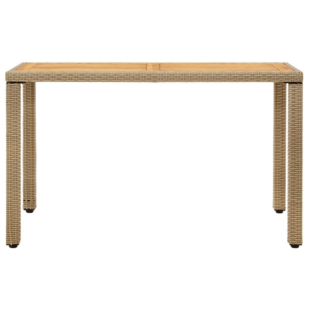 havebord 123x60x74 cm polyrattan og massivt akacietræ beige
