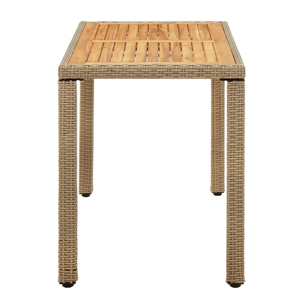 havebord 123x60x74 cm polyrattan og massivt akacietræ beige