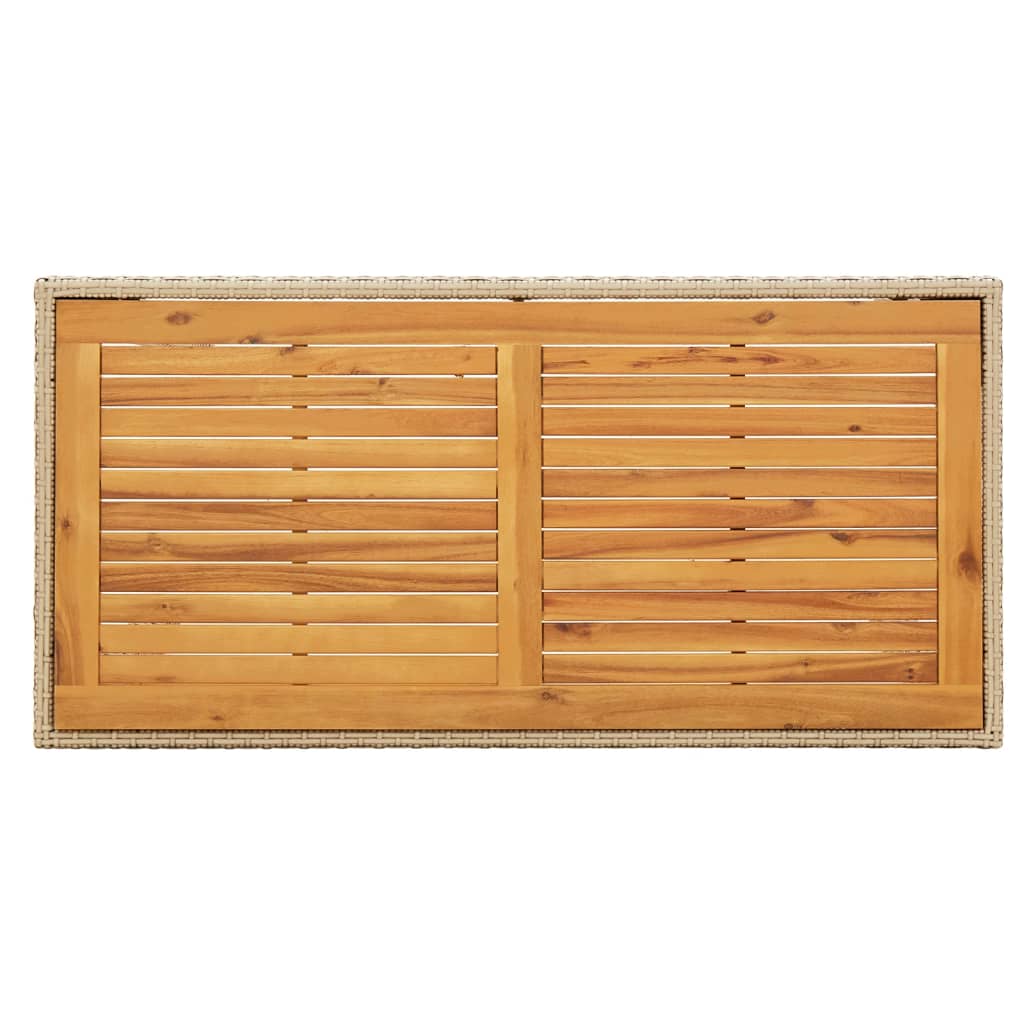 havebord 123x60x74 cm polyrattan og massivt akacietræ beige