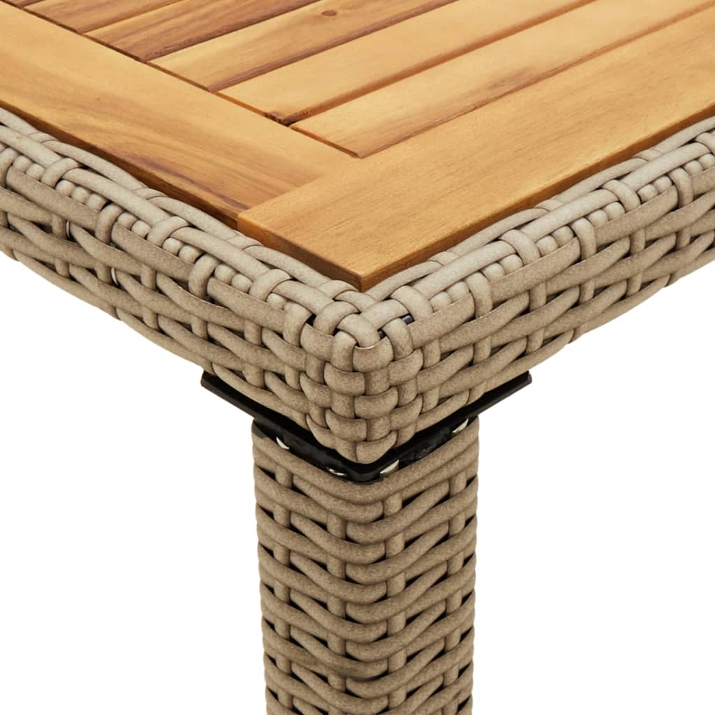 havebord 123x60x74 cm polyrattan og massivt akacietræ beige