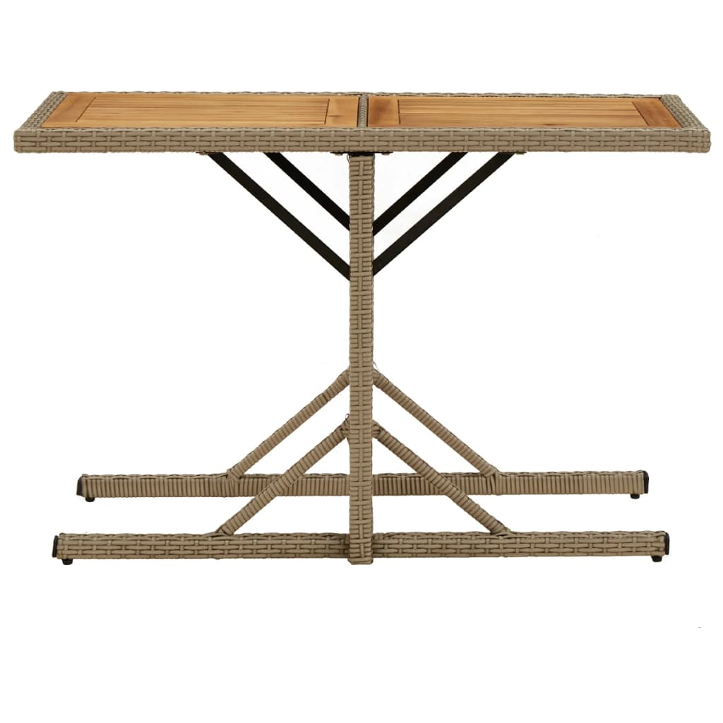 havebord massivt akacietræ og polyrattan beige