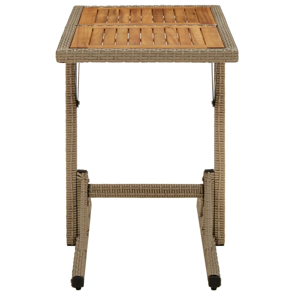 havebord massivt akacietræ og polyrattan beige
