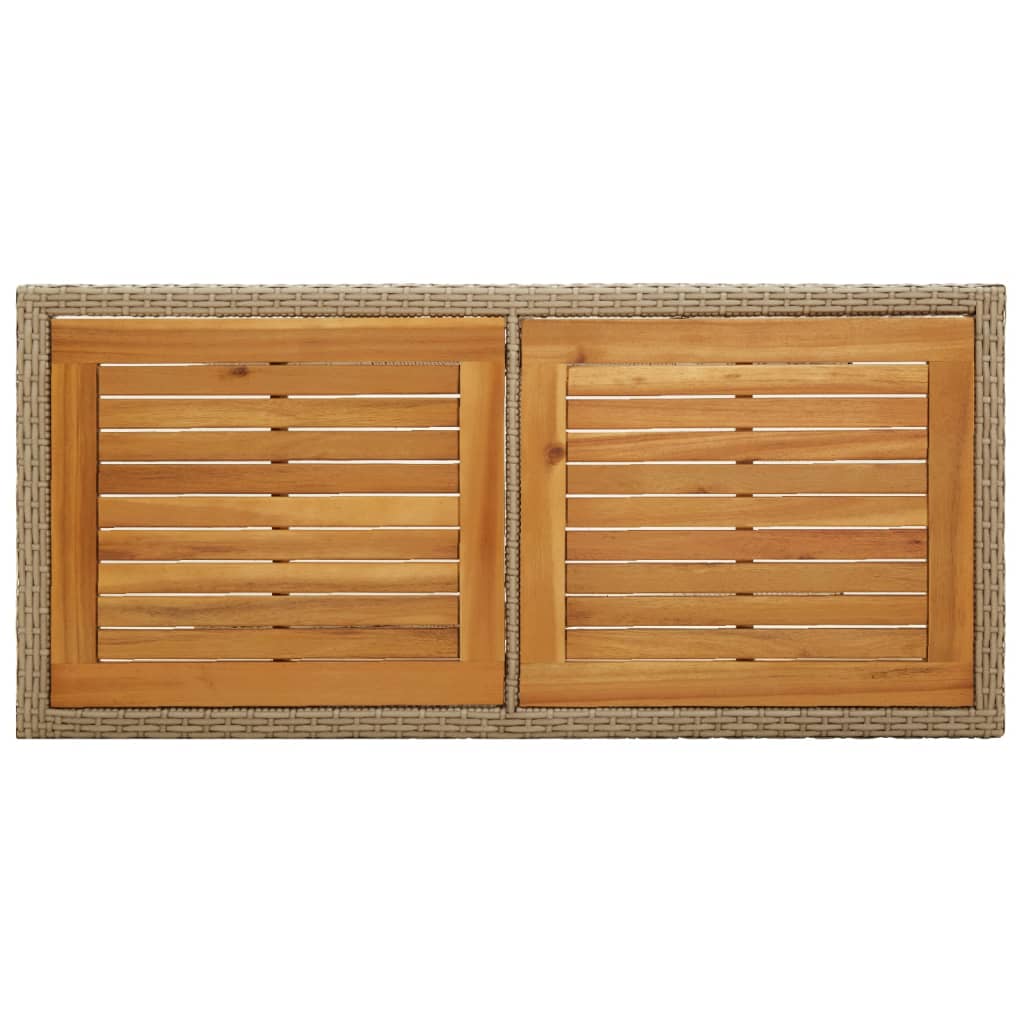 havebord massivt akacietræ og polyrattan beige