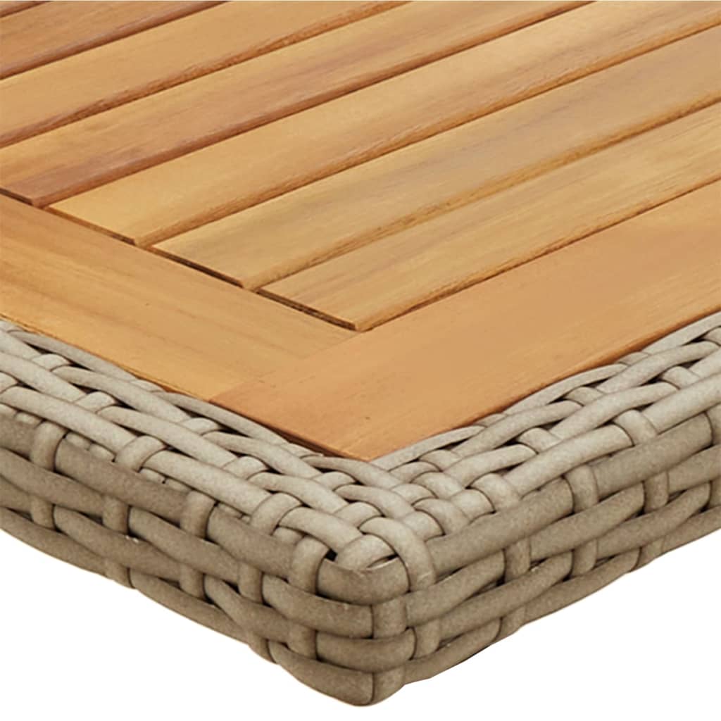 havebord massivt akacietræ og polyrattan beige