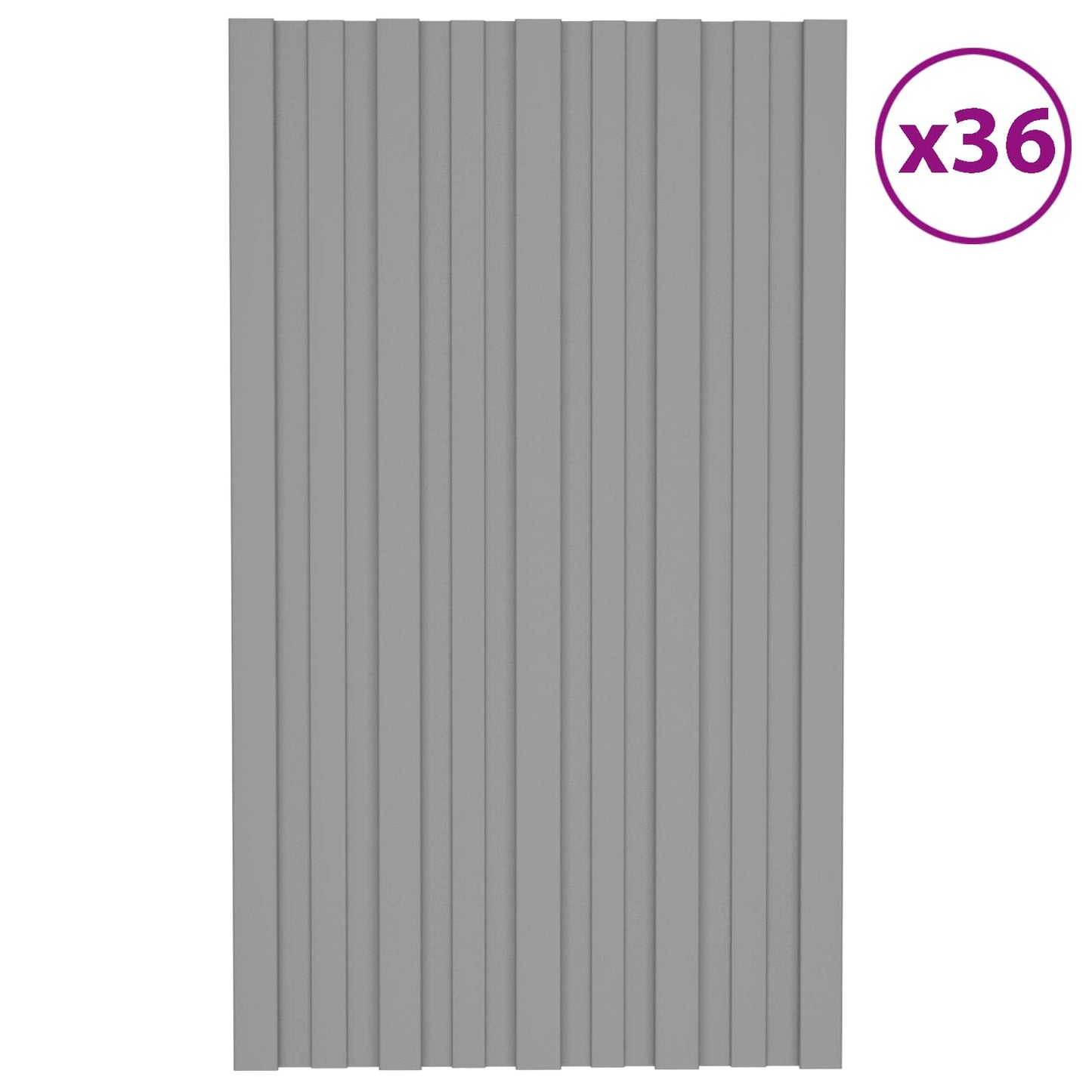 Tagpanel 36 stk. Grå 80 x 45 cm Galvaniseret stål
