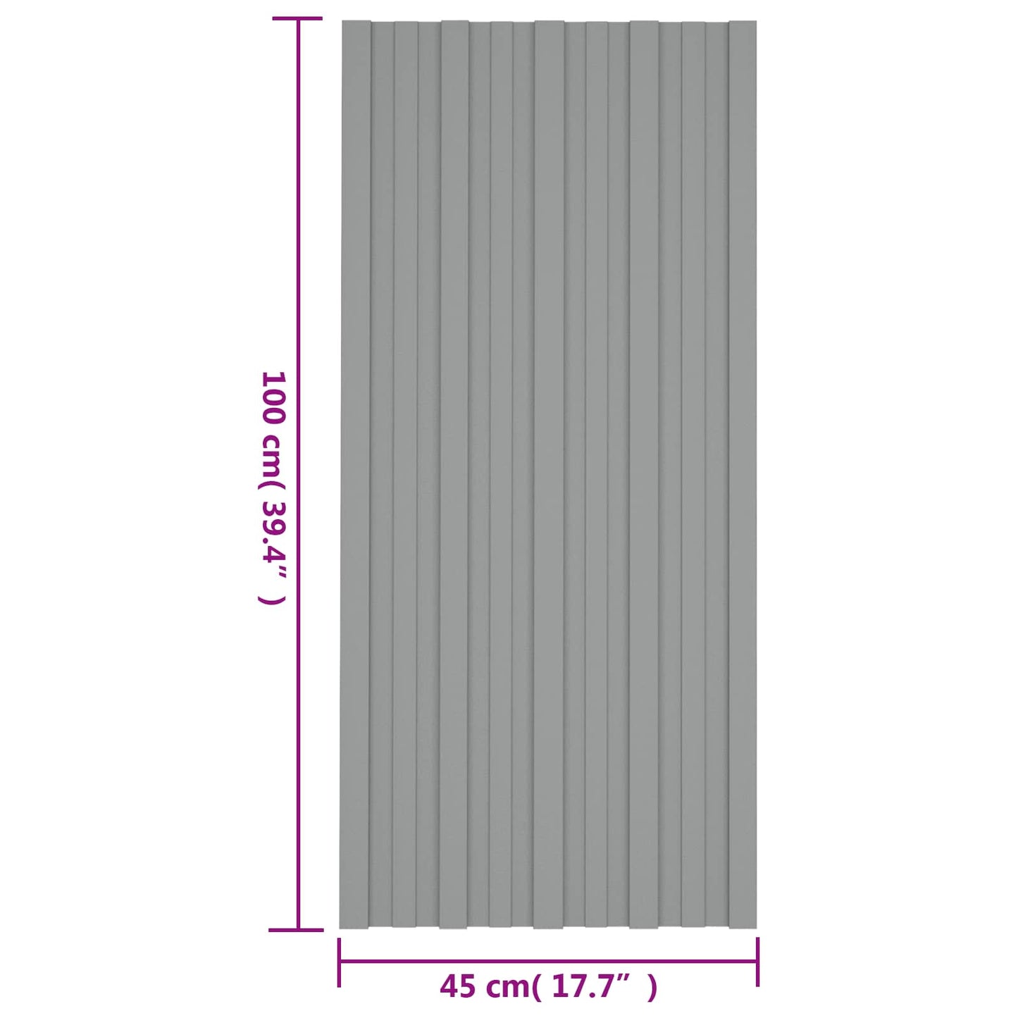 Tagpanel 12 stk. Grå 100 x 45 cm Galvaniseret stål