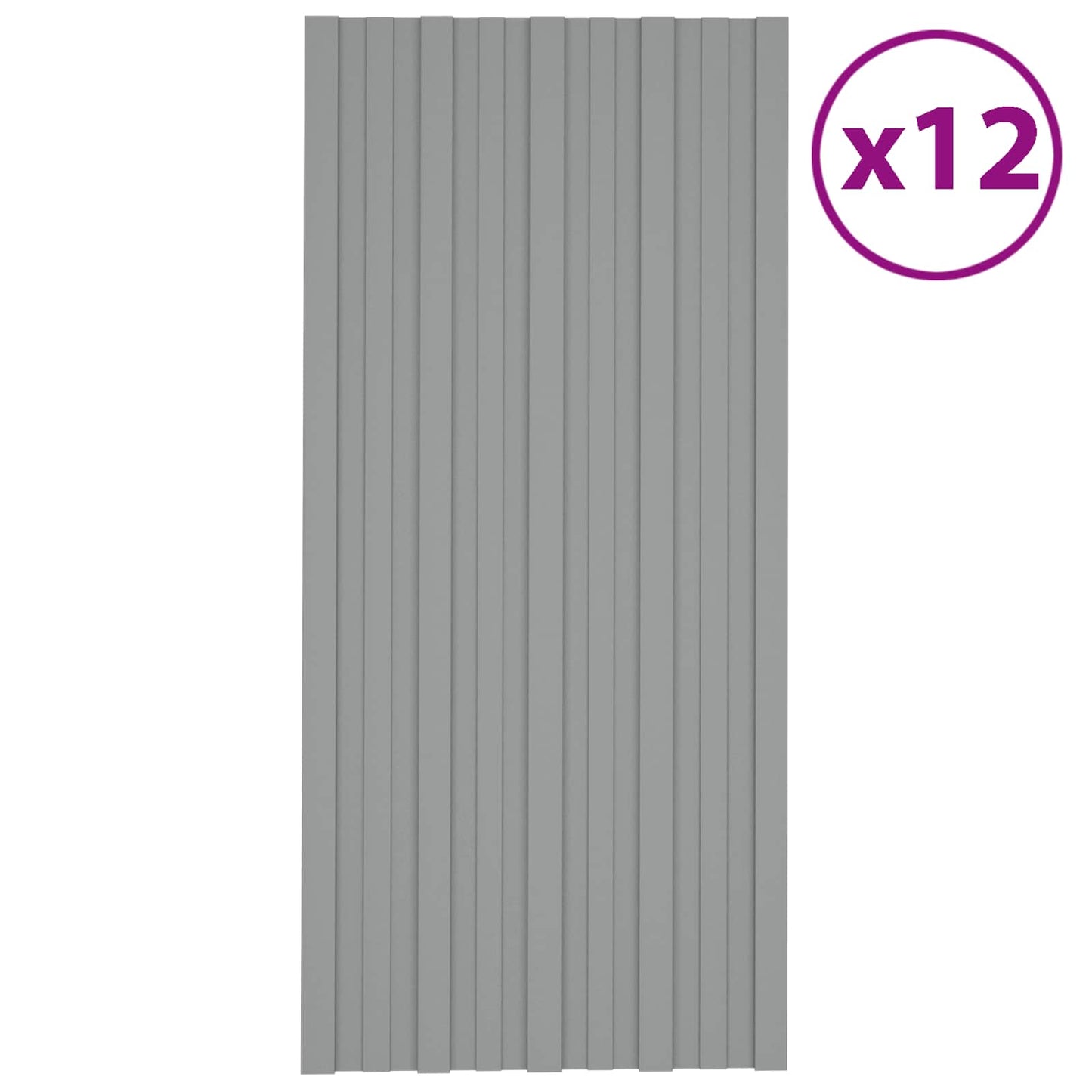 Tagpanel 12 stk. Grå 100 x 45 cm Galvaniseret stål