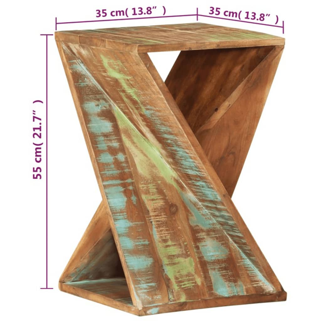 sidebord 35x35x55 cm massivt genbrugstræ