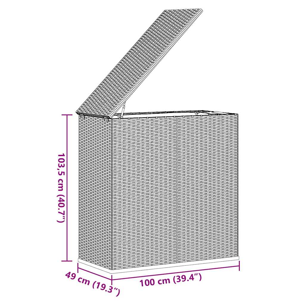 hyndeboks 100x49x103,5 cm polyrattan brun