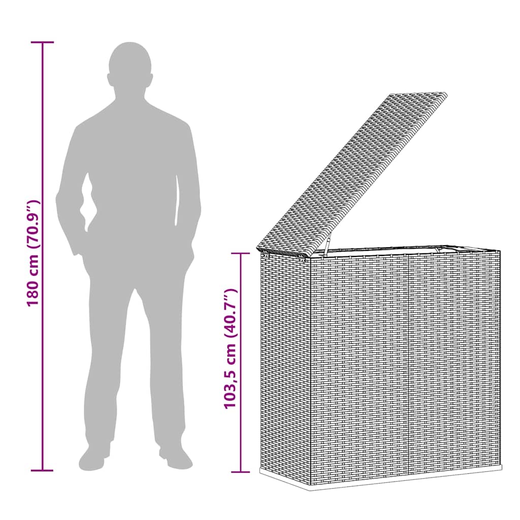 hyndeboks 100x49x103,5 cm polyrattan brun