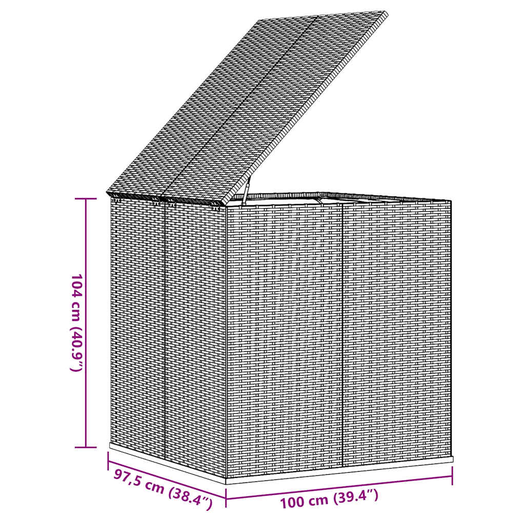 hyndeboks 100x97,5x104 cm polyrattan brun