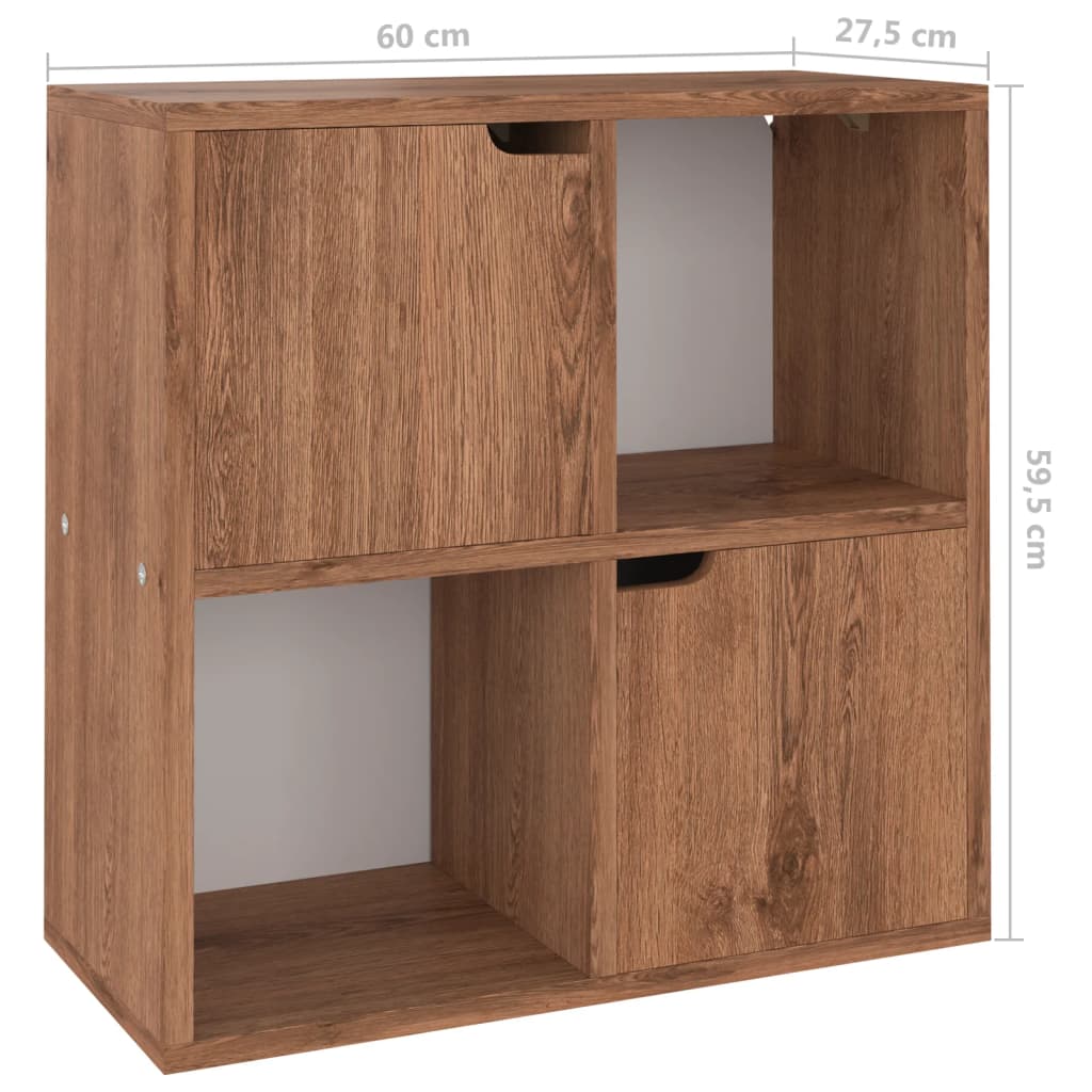 bogreol 60x27,5x59,5 cm konstrueret træ brun eg