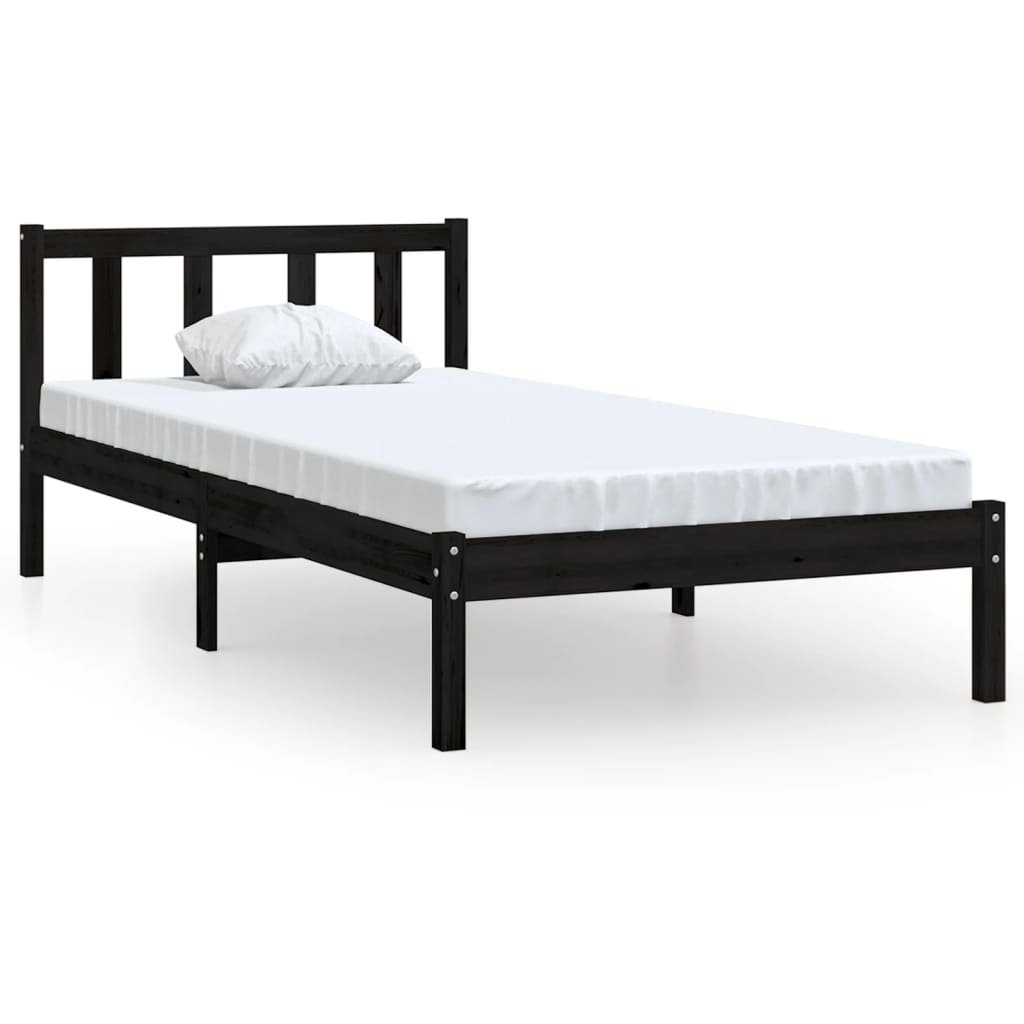sengeramme 75x190 cm Small Single massivt fyrretræ sort