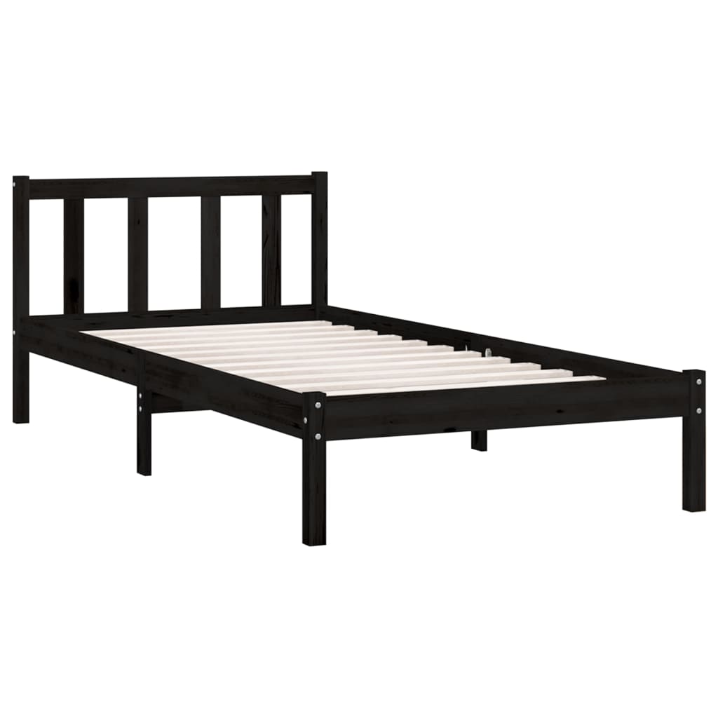 sengeramme 75x190 cm Small Single massivt fyrretræ sort