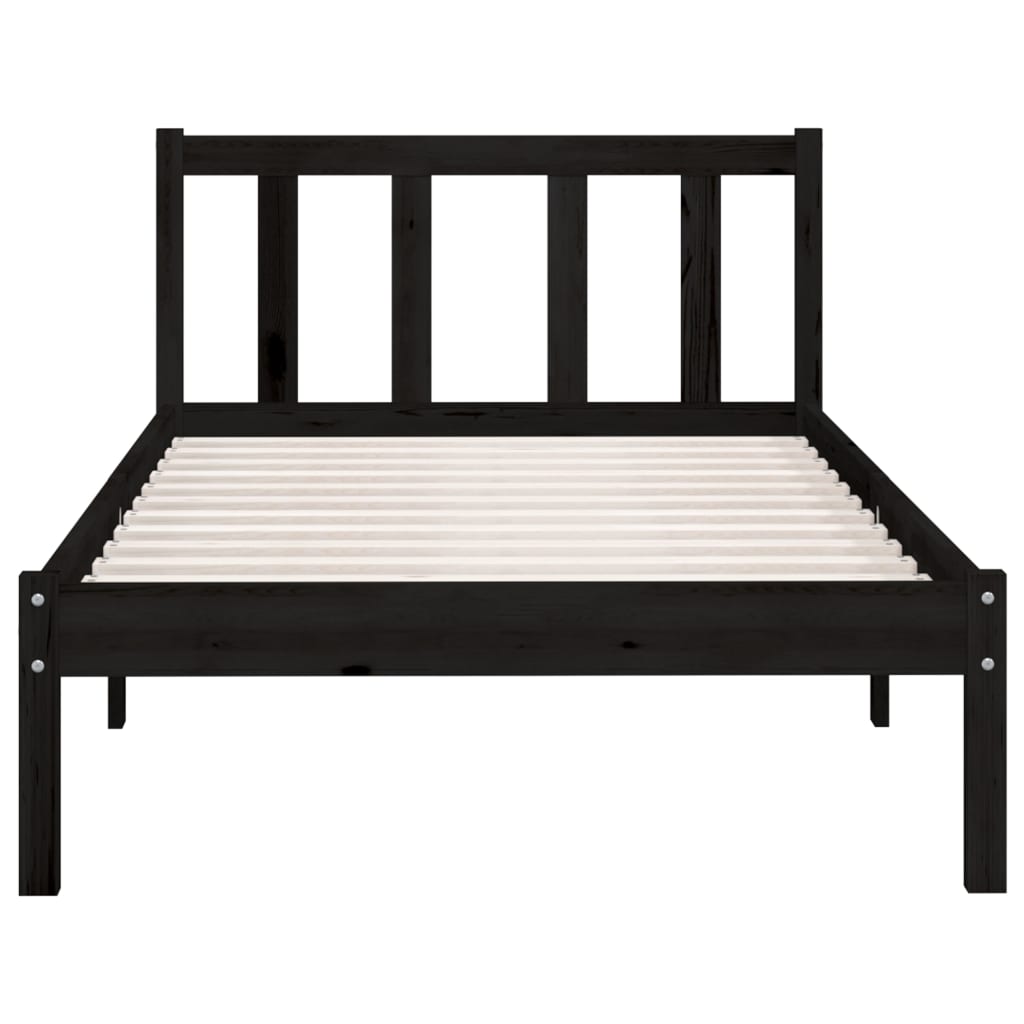 sengeramme 75x190 cm Small Single massivt fyrretræ sort