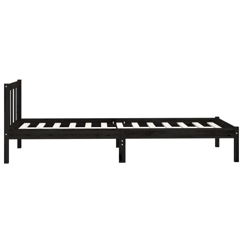 sengeramme 75x190 cm Small Single massivt fyrretræ sort