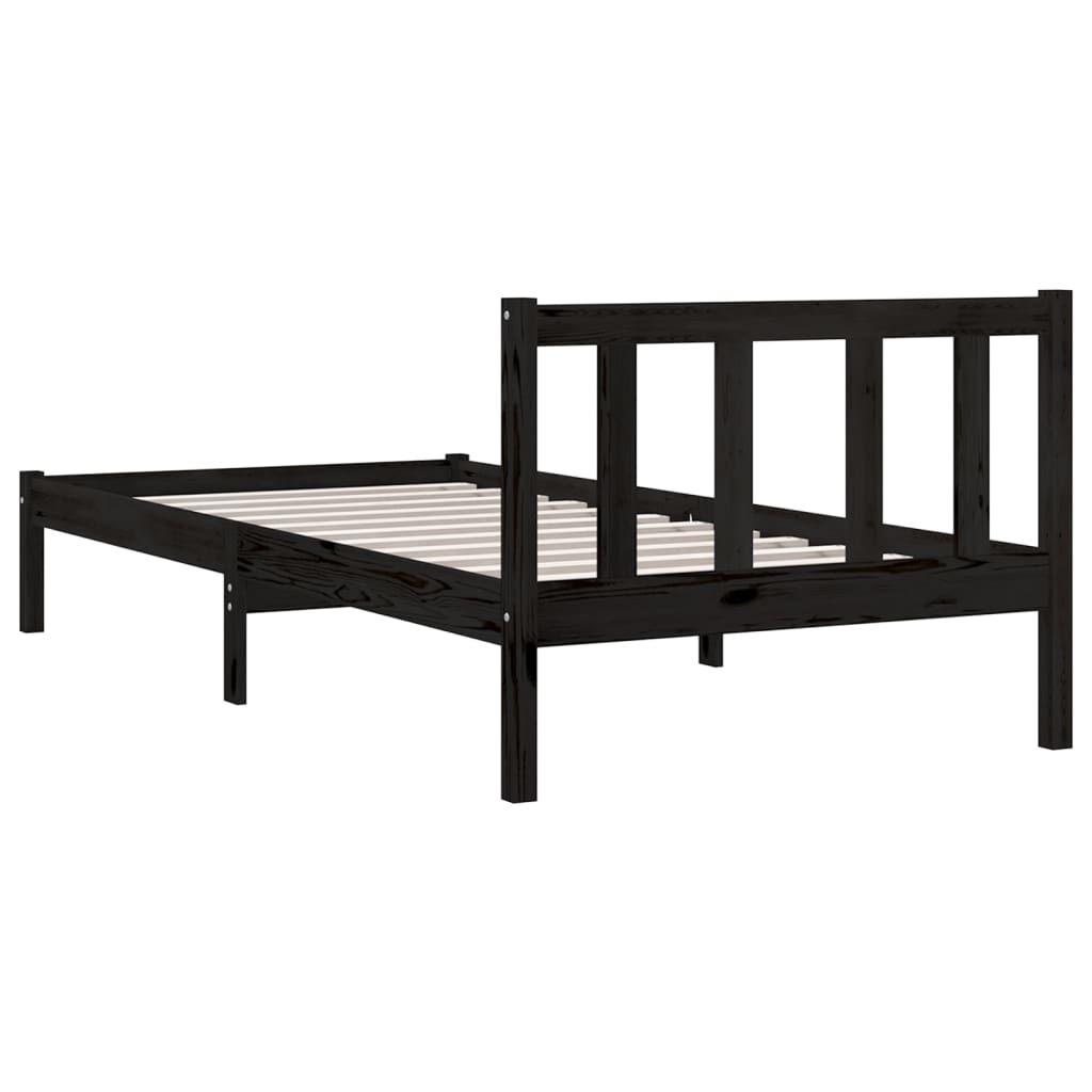 sengeramme 75x190 cm Small Single massivt fyrretræ sort