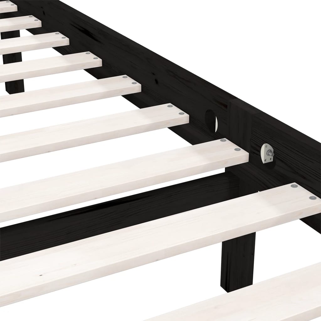 sengeramme 75x190 cm Small Single massivt fyrretræ sort