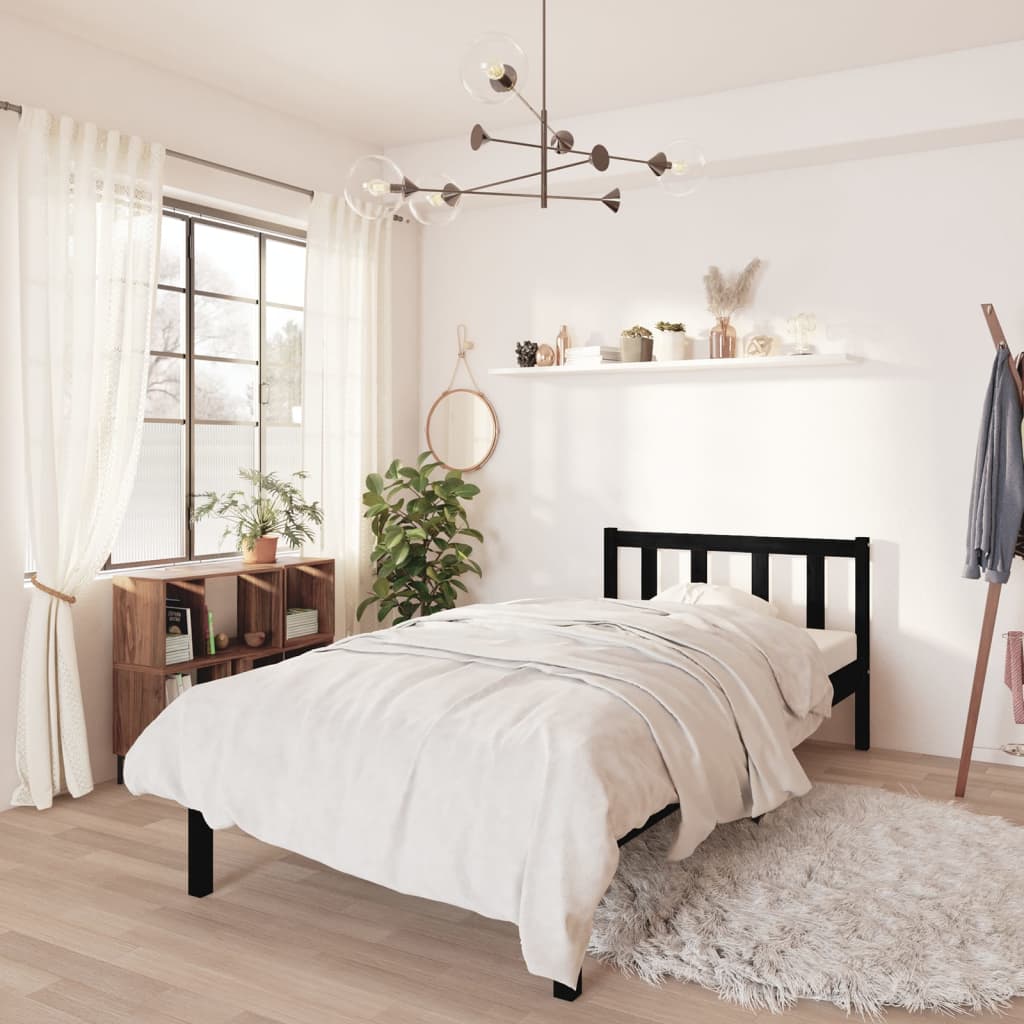 sengeramme 75x190 cm Small Single massivt fyrretræ sort