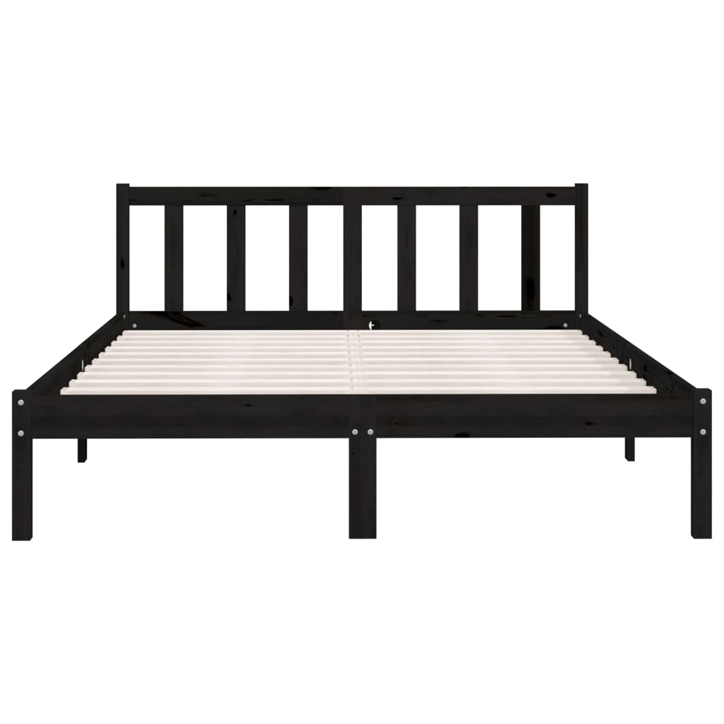 sengeramme 135x190 cm Double massivt fyrretræ sort