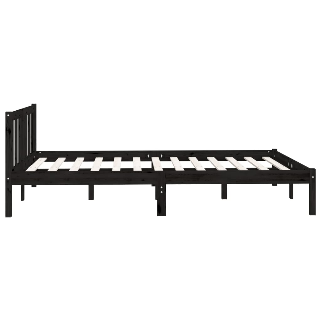 sengeramme 135x190 cm Double massivt fyrretræ sort