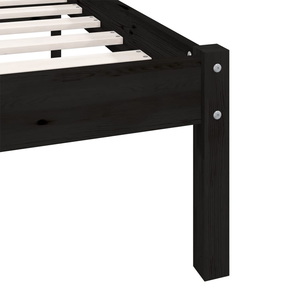 sengeramme 135x190 cm Double massivt fyrretræ sort