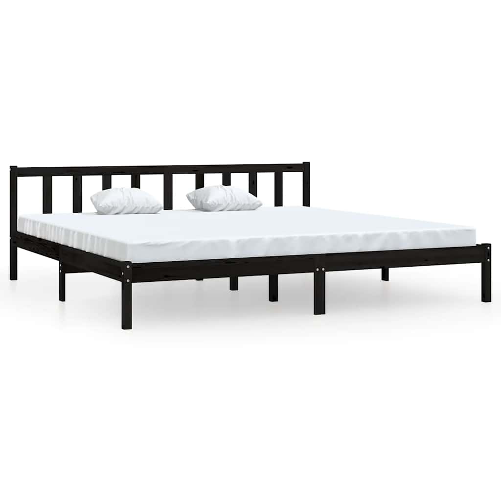 sengestel 200x200 cm massivt fyrretræ sort