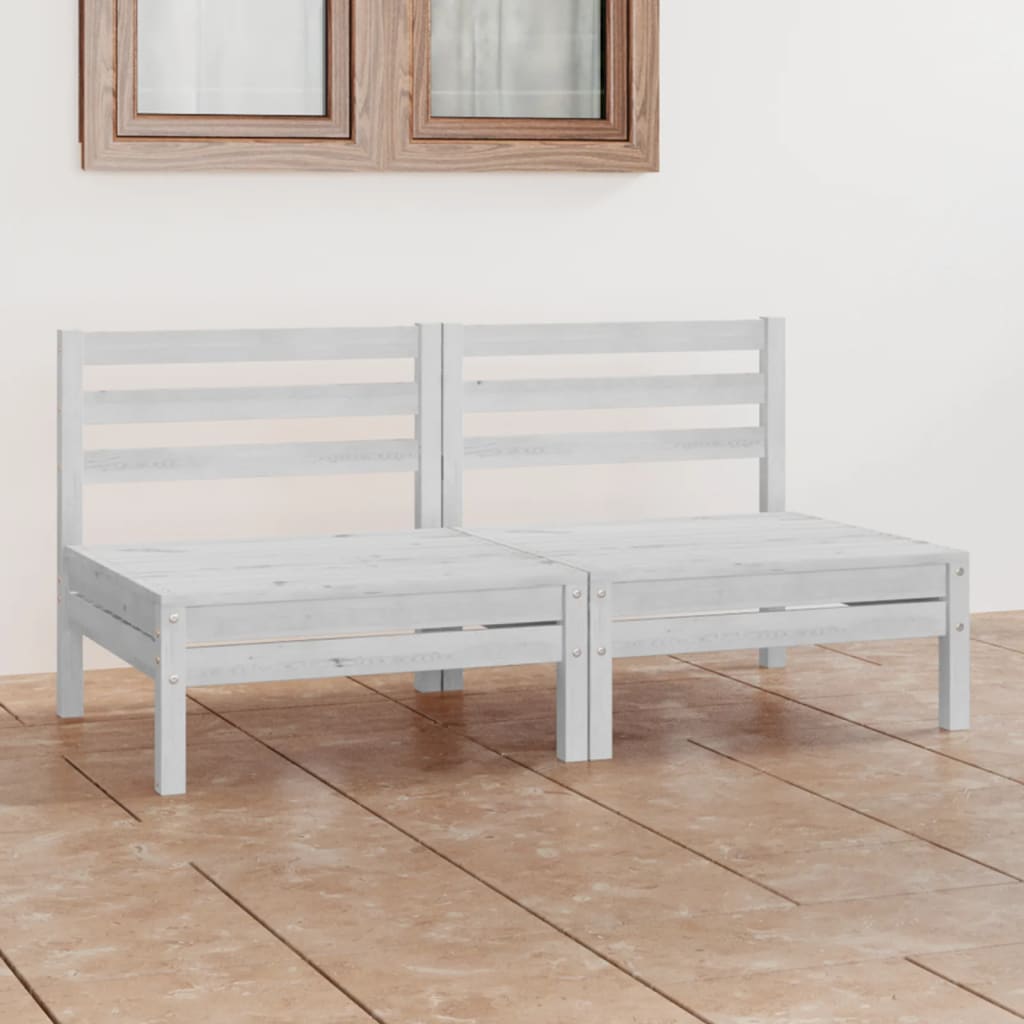 2-personers havesofa massivt fyrretræ hvid