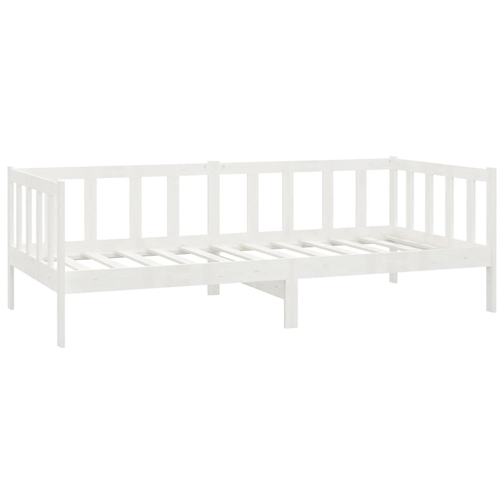 daybed med madras 90x200 cm massivt fyrretræ hvid