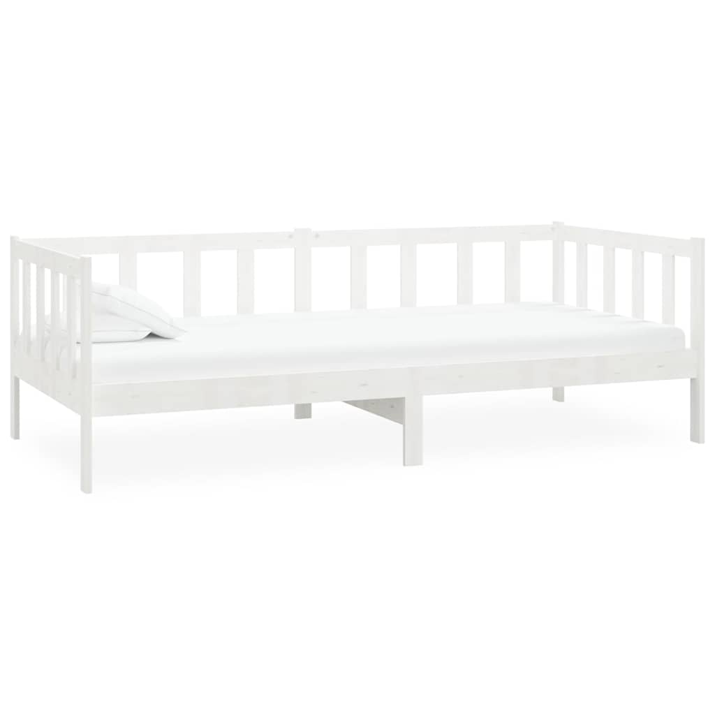daybed med madras 90x200 cm massivt fyrretræ hvid
