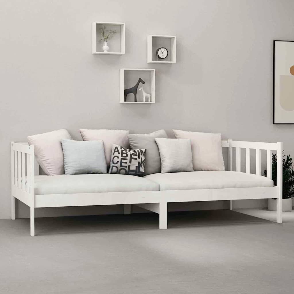 daybed med madras 90x200 cm massivt fyrretræ hvid