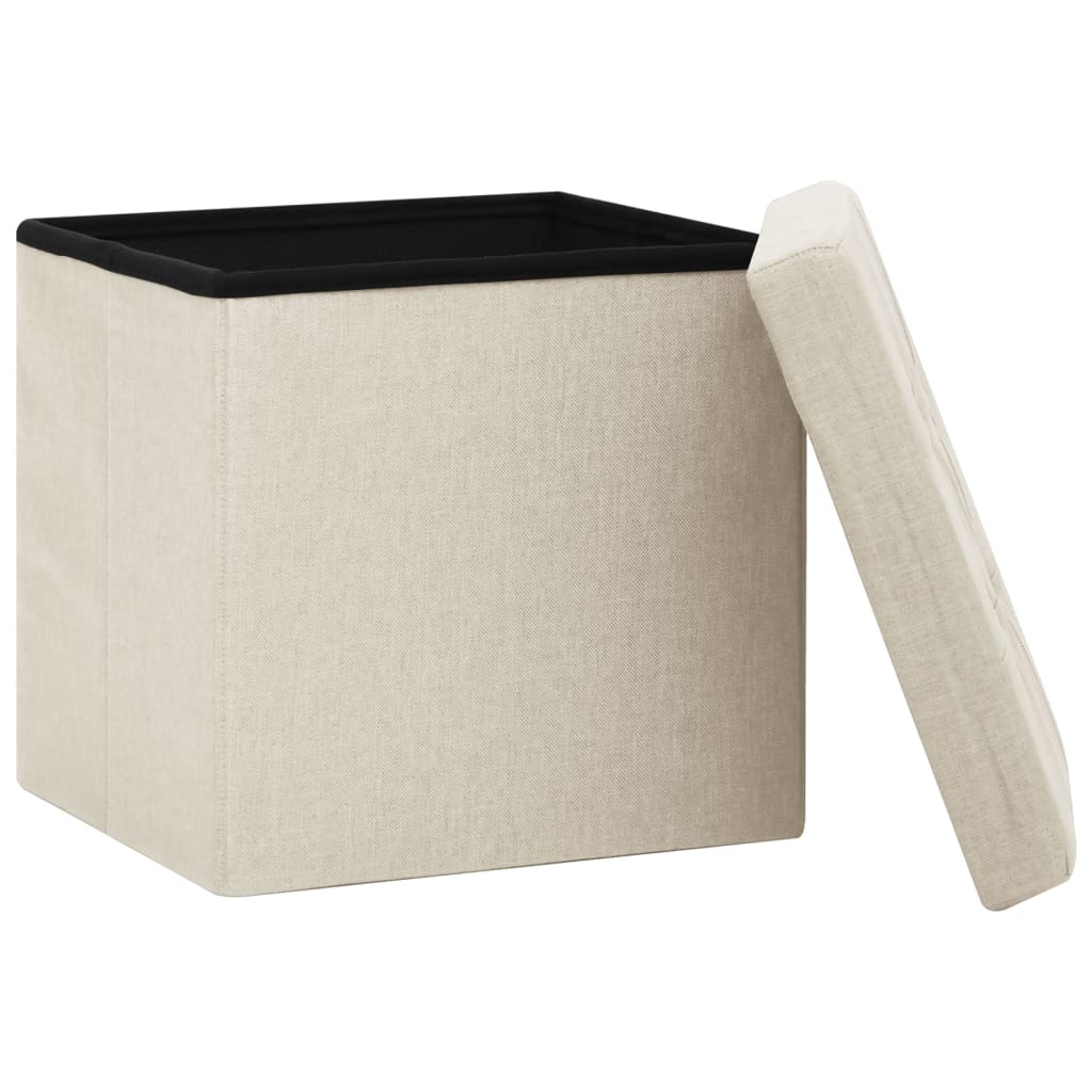 foldbar puf kunstlærred cremehvid