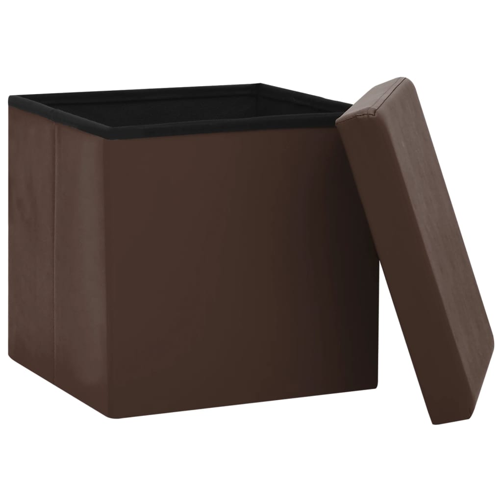 foldbare opbevaringspuffer 2 stk. PVC brun