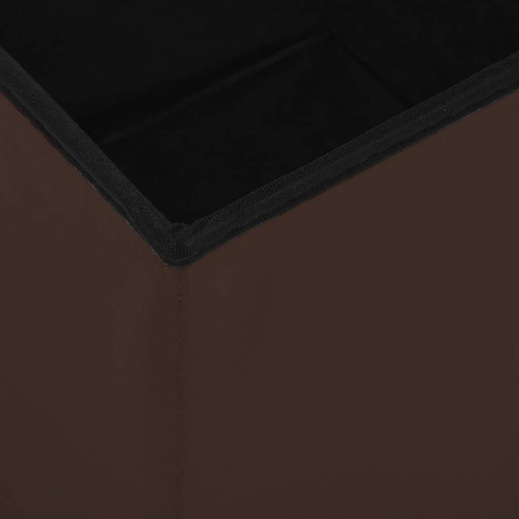 foldbare opbevaringspuffer 2 stk. PVC brun