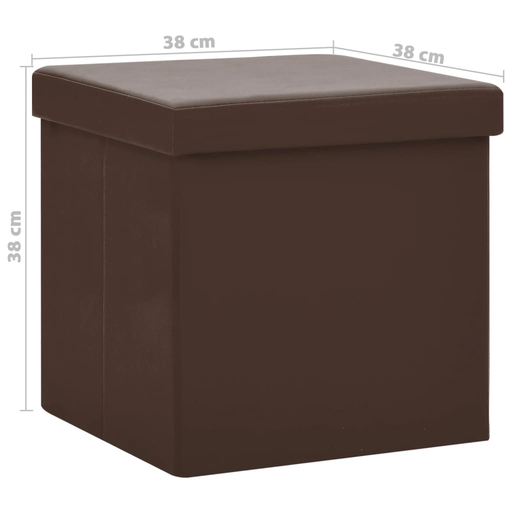 foldbare opbevaringspuffer 2 stk. PVC brun